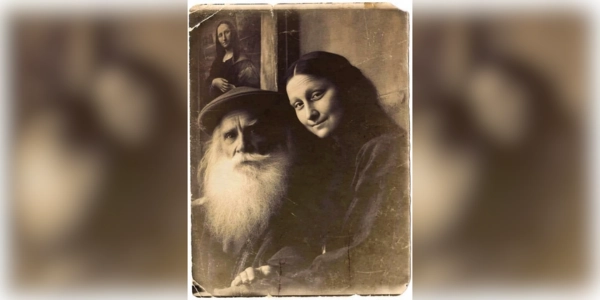 Inteligência artificial criou uma foto histórica entre Leonardo da Vinci e Mona Lisa